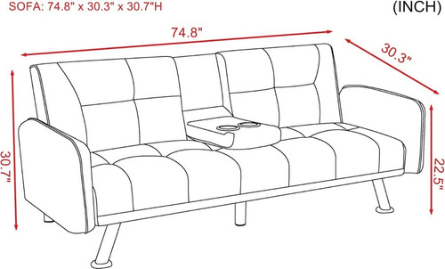 Sofa Cama Convertible Y Ajustable Porta Vasos Color Lila
