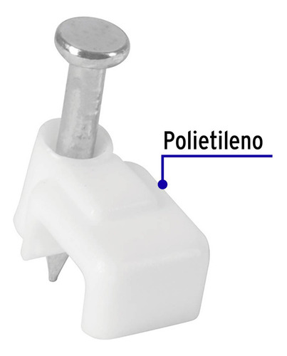 Bolsa Con 20 Grapas Blancas De 3 X 6mm Para Cable Plano Trup