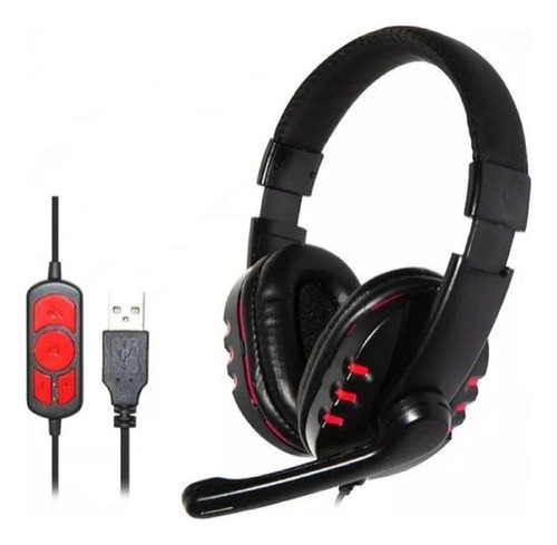 Headset Gamer Shinka Q7 Usb A Pronta Cor Preto E Vermelho