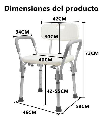 Silla Para Baño Ducha Comodo Con Brazos Para Wc Y Bañar