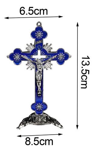 Crucifijo Y Estatuilla De Soporte Artesanía Azul Oscuro