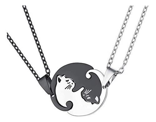 Collar Parejas Con Colgante De Gato Yin Y Yang Amor Regalo