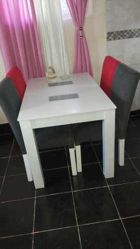 Juego De Comedor Mesa Fija+4 Sillas Vestida Chenill