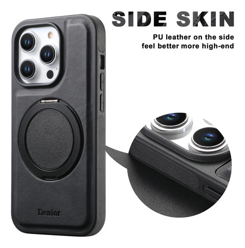 Capa De Couro 2 Em 1 Com Anel Giratório Para Iphone16