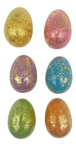 12 Huevos Colores Jaspeados Dorados Pascua Para Rellenar