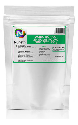 Acido Borico Antitranspirante Astringente Antimicrobio 250 G