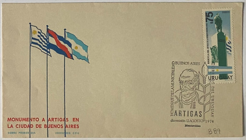 Sobre Primer Día, 1974, Artigas En Buenos Aires 889 Sp7