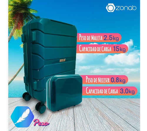 Maleta Polipropileno 20 Carry On + Neceser Verde Verde