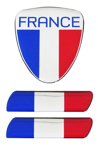Adesivo Resinado Bandeira França Renault Citroen Peugeot 3pç