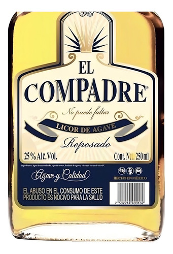 Pack De 6 Licor De Agave El Compadre 250 Ml