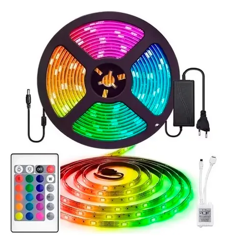 Cinta Tira Led Rgb 5m Con Transformador + Control