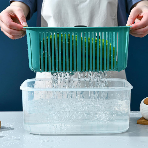 Organizador Nevera Fruta Verdura Contenedor Heladera, 5 Unid Color Azul