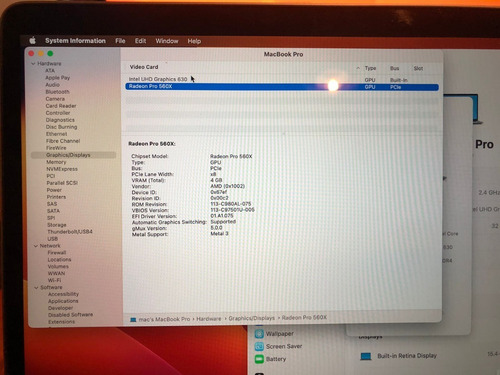 Mac Book Pro I9-9na. Gen. 32-ram 2019 Disco M2. 1-tera. (Usado)