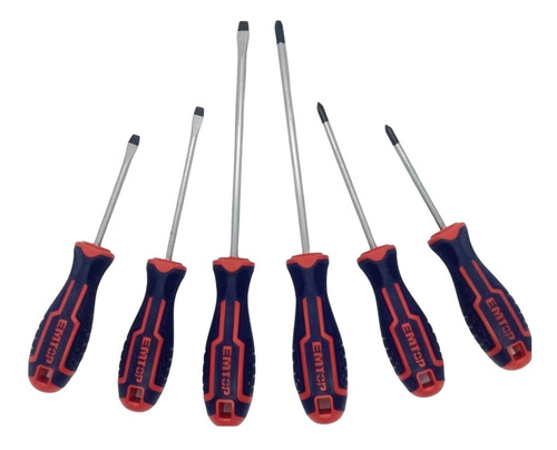 Set Kit Juego Destornilladores X 6 Crv Imantados Mango Goma