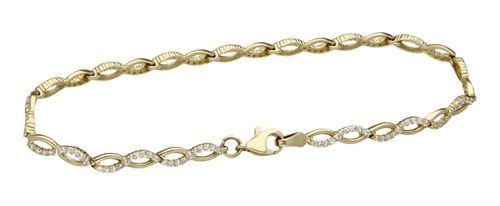 Imagen 3 de 5 de Pulsera Infinito Cz Y Pulido, 10k Oro, 4.7 Gramos.