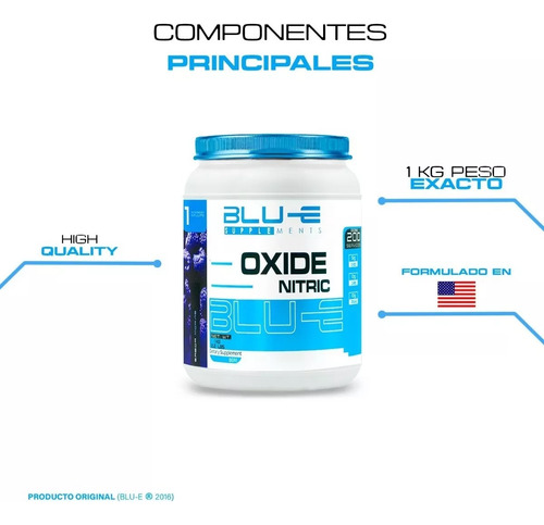 Óxido Nítrico Blu-e 1 Kg 200 Serv Varios Sabores Pre Entreno Moras