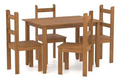 Juego De Comedor Mesa 4 Sillas Madera Maciza Pino - Lcm