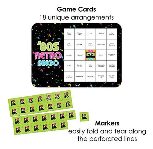 Dot Of 80s Retro - Bar Bingo Cards And Markers - Totalmente