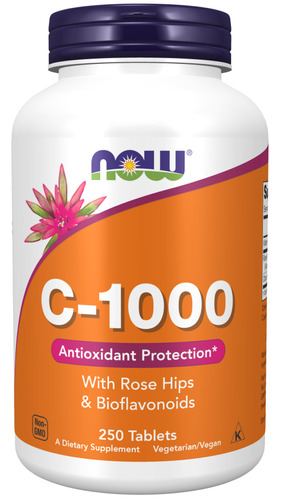 Suplemento em comprimidos Vitamina C-1000 Com Rose Hips Now Foods Sem Sabor em pote 250 un