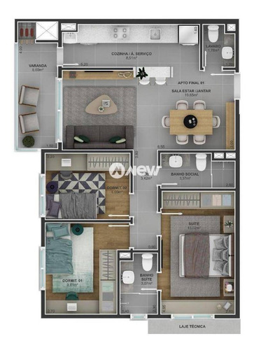 Imagem 2 de 21 de Apartamento Com 3 Dormitórios À Venda, 159 M² Por R$ 827.662 - Jardim América - São Leopoldo/rs - Ap3440