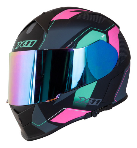 Capacete X11  Revo Feminino Motociclista Rosa Viseira Extra 