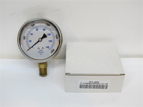 201l-4020, 4  Stainless Steel Pressure Gauge, 0-2000 Psi Fyy