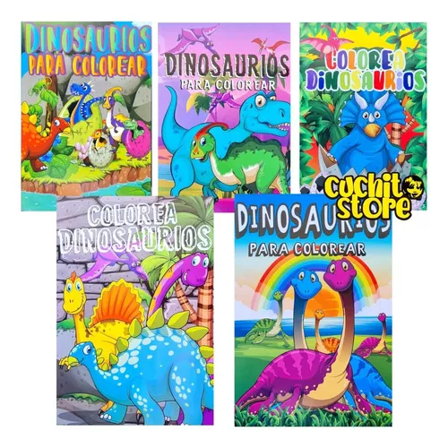 Pack 5 Libros Colorear Dinosaurio Para Pintar Niños
