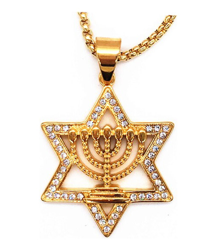 Collar Religioso De Israel, Menorah, Judaísmo, Heb  Dorado