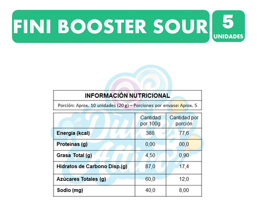 Fini Booster Bits Sour - Libre De Gluten (pack 5 Unidades)