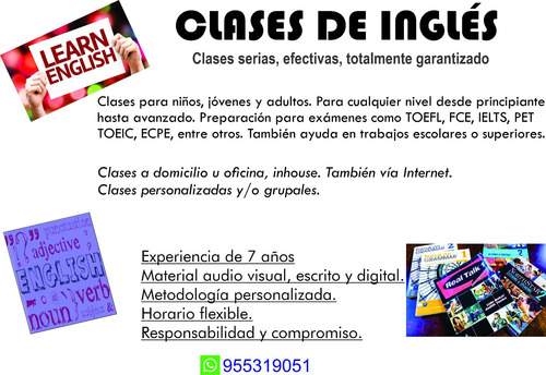 Clases Ingles - Todo Nivel - Experiencia Seriedad Resultados