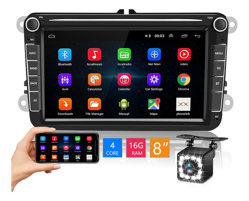 Fwefww 2din 8'' Android 8.1 Coche Estéreo Radio Coche Mp5