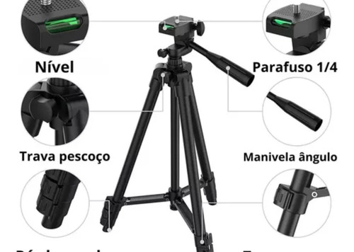 Tripé Profissional Para Câmera E Celular Universal 1,30