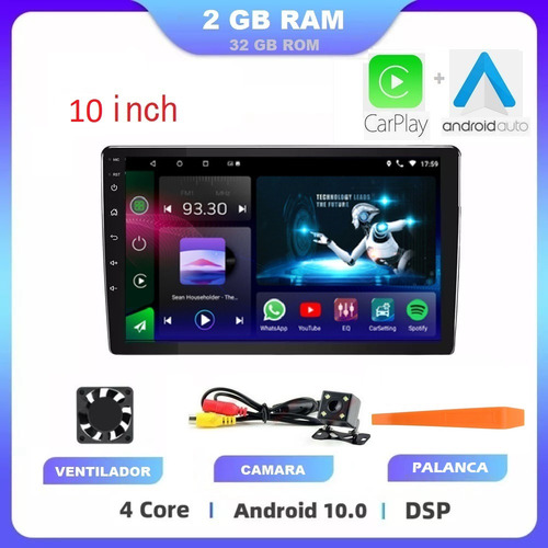 Auto Estereo Pantalla Carplay 10 Pulgadas Android Con Bt Gps