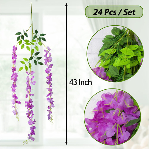 Paquete De 24 Flores Artificiales De Glicina Para Colgar, 3.