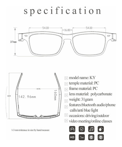 Ypz Gafas De Audio Inteligentes Inalámbricamente Bt Gafas