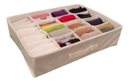 Organizador Cajón Cajones 16 Placard Ropa Color Gris y negro 9725