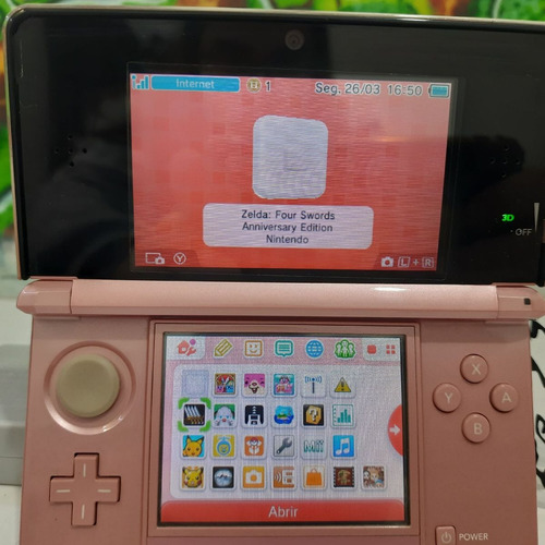 Nintendo 3ds Pink Completo Com Jogos Rosa