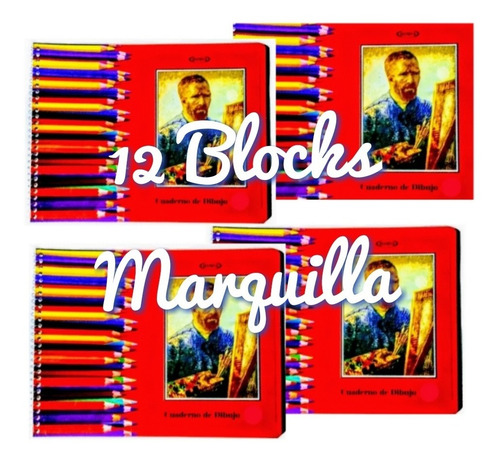 Doce Blocks Marquilla Con Papel China De 50 Hojas