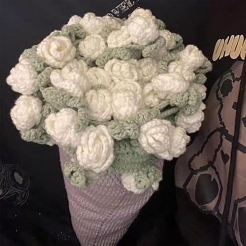 Para Ramo De Flores Hecho A Mano A Ganchillo, Manta Rosa.
