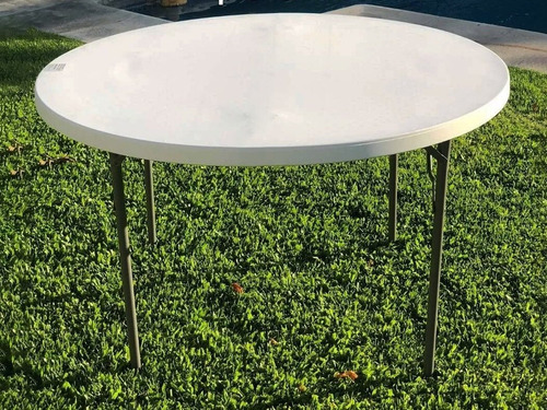 Imagen 3 de 3 de Mesa Redonda Plegable Acero Práctica Comedor Jardín Piscina