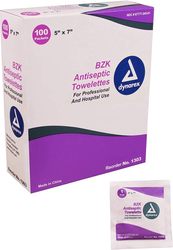 Dynarex Antiseptic Wipe Benzalkonium Bzk First Aid Wipes 100