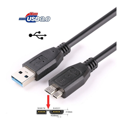 Imagen 5 de 5 de Cable Usb 3.0 Tipo B Disco Compatible Con Adata Toshiba