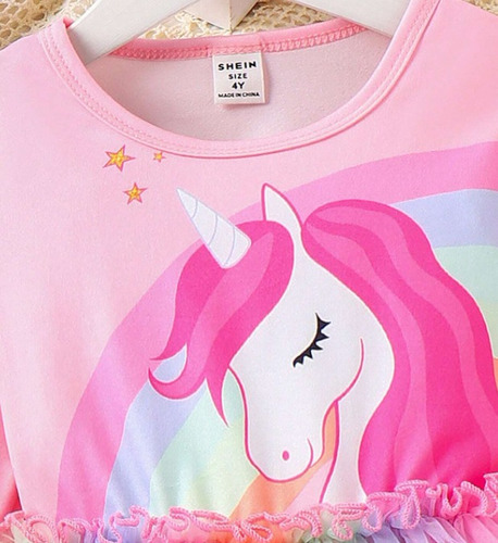 Vestido De Niña Estampado De Unicornio