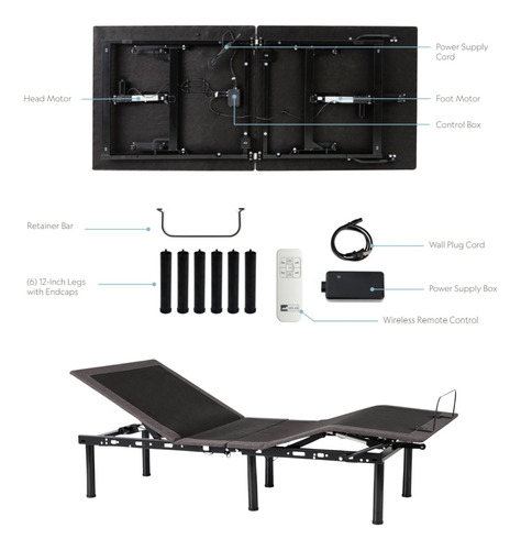 Colchón King Size Roomi Smile Memory Foam + Base Eléctrica