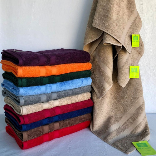 Conjunto De Toallas Y Toallon Planet Home Algodón 100% Peina Marrón Lisa
