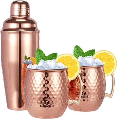 Moscow Mule Mugs Set Of 3-hammered Moscow Mule Mugs Drink...