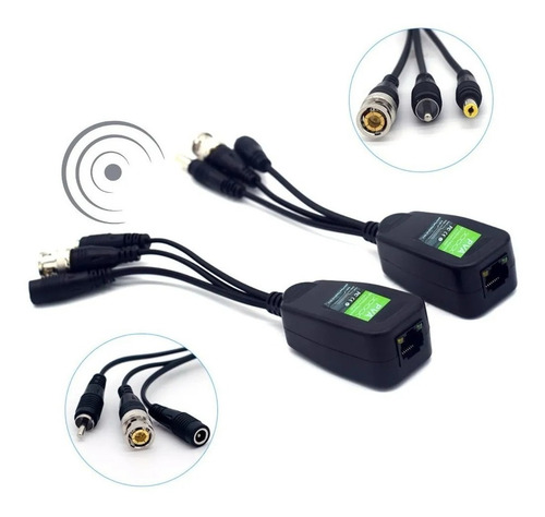 Kit De Video Balun Rj45 Energía , Video Y Audio En Un Solo