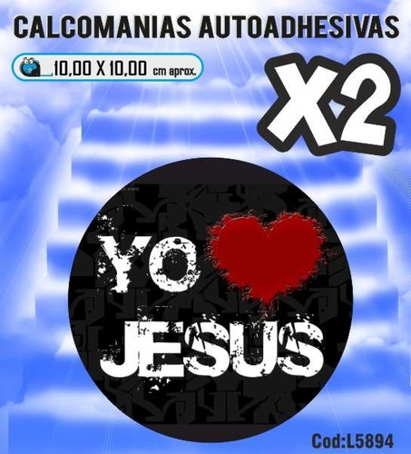 Stikers/calcomanias Vinilo Yo Amo A Jesus X2 Religion