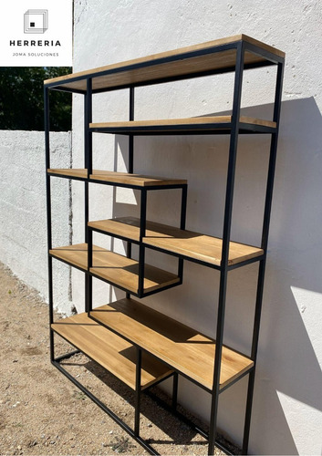 Repisa -estanteria - Biblioteca -hierro Y Madera- Industrial