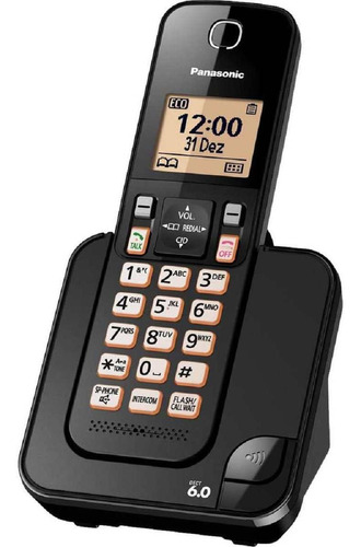 Telefone S/fio Viva Voz Com Id Kx-tgc350lbb Preto Panasonic